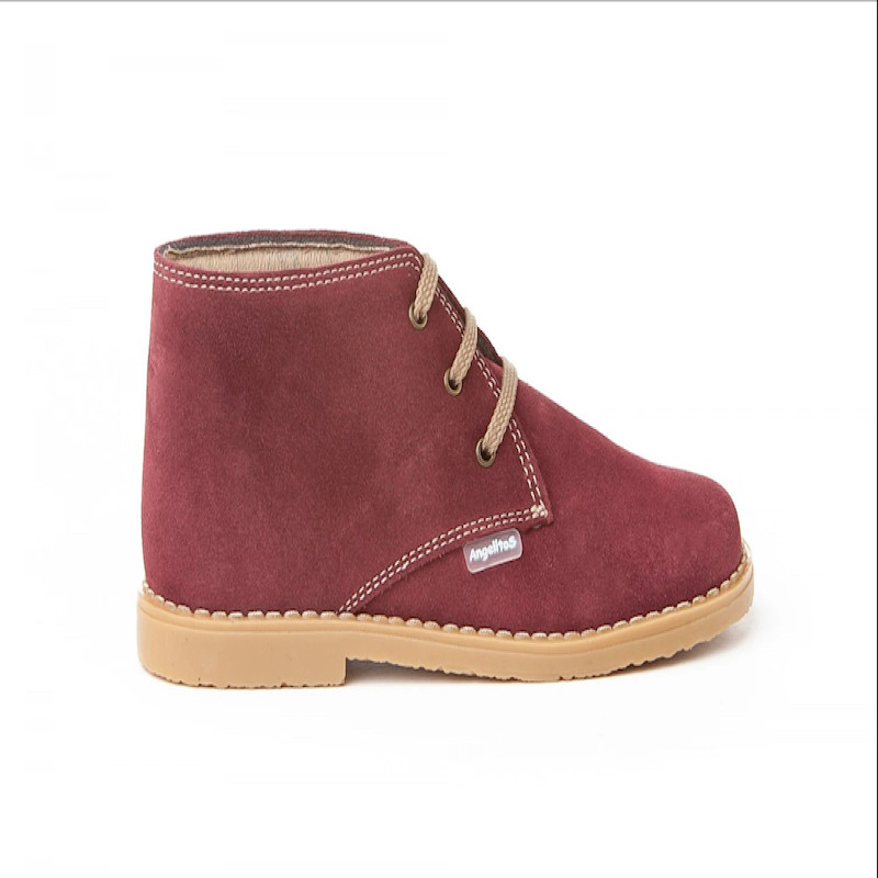 Made in Spain Boys Suede Safari Boot EU20-EU31 Burgundy